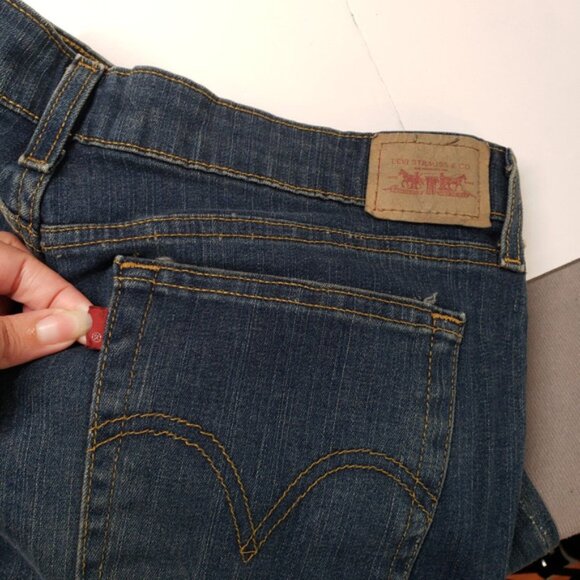 Levis 519 Flare Jeans Womens 12 Short Blue Low Rise Stretch Dark Wash Y2k Denim - Picture 16 of 16